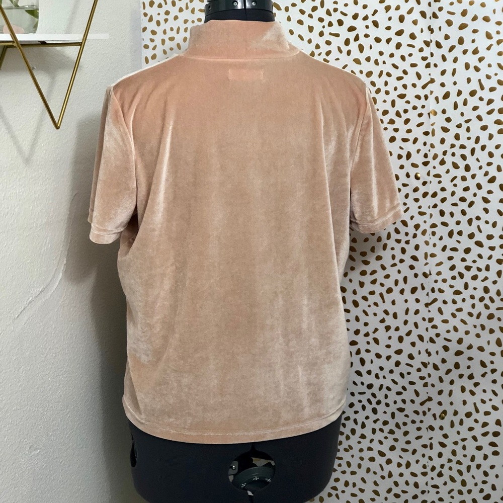 Madewell Women’s Velvety Mock-neck Top in Peach Pink - Picture 7 of 8